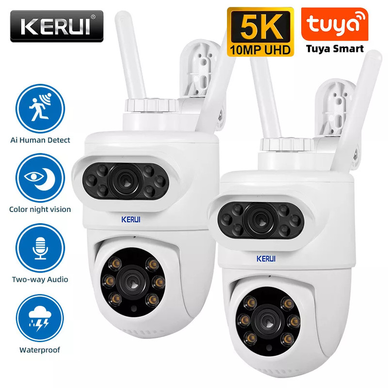 2-PACK 10MP 5K Camera HD Dual Lens WiFi IP Outdoor Tuya Smart PTZ Wireless CCTV