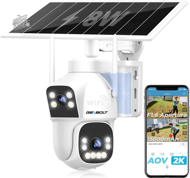 GENBOLT 2K OUTDOOR SOLAR WI-FI CAMERA SURVEILLANCE PTZ DUAL LENS 5GHZ