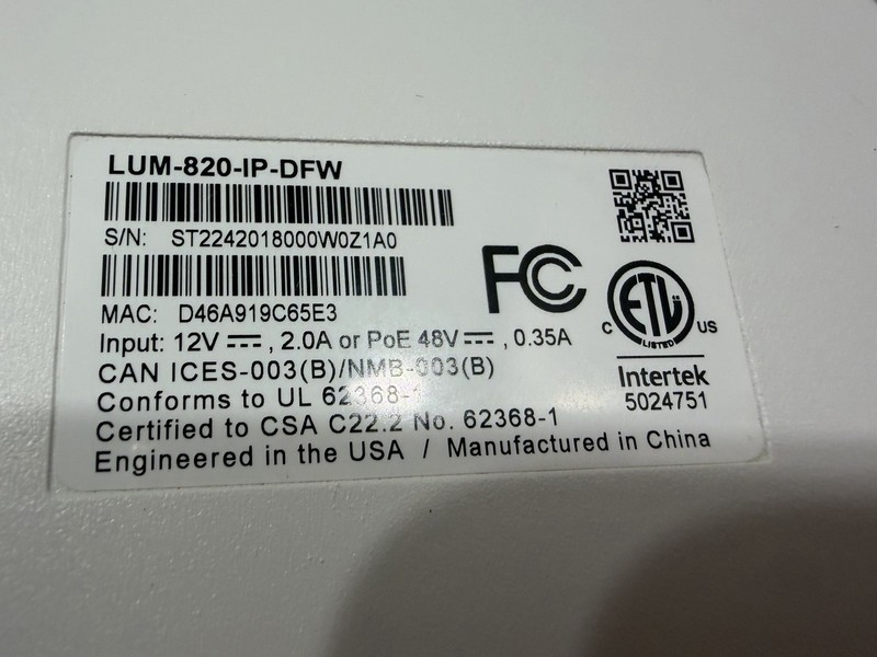 Luma Surveillance LUM-820-IP-DFW Camera (White) Price For 1 One Only gallery