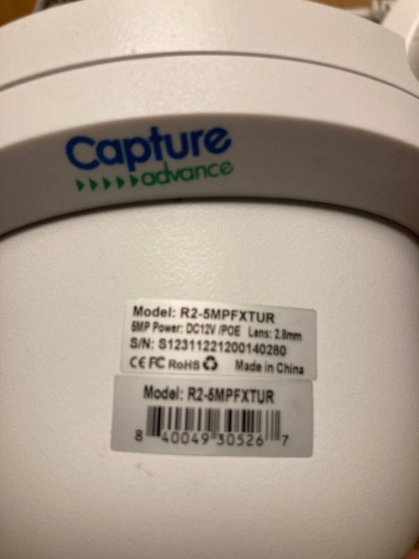 Capture Advance R2-5MPFXTUR 5MP WDR IR Turret IP Security Camera -PRICED TO SELL gallery