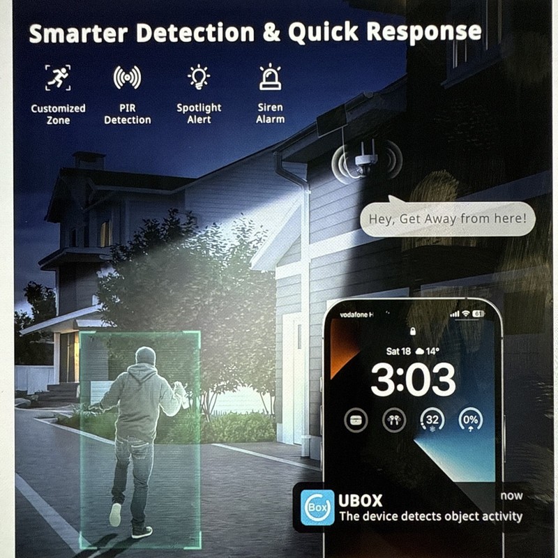 4G LTE Solar Security Camera With SIM, No WiFi, 32GB, 2K, 360° PTZ, IP66, 360° gallery