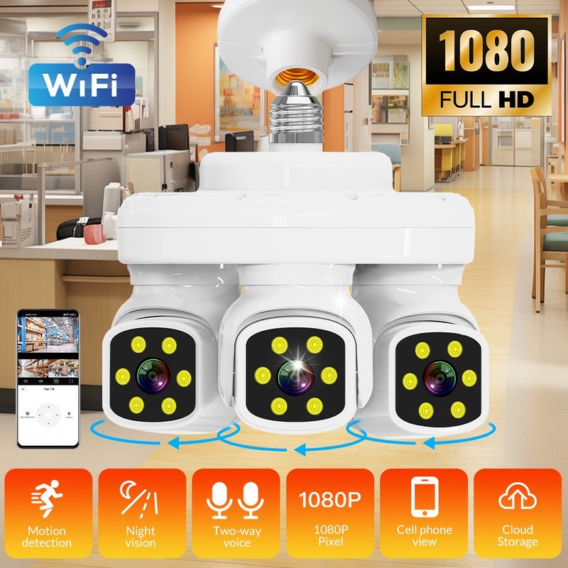 3Lente Camaras De Seguridad Wifi 1080P Exterior Vision Nocturna Video 10XZoom US