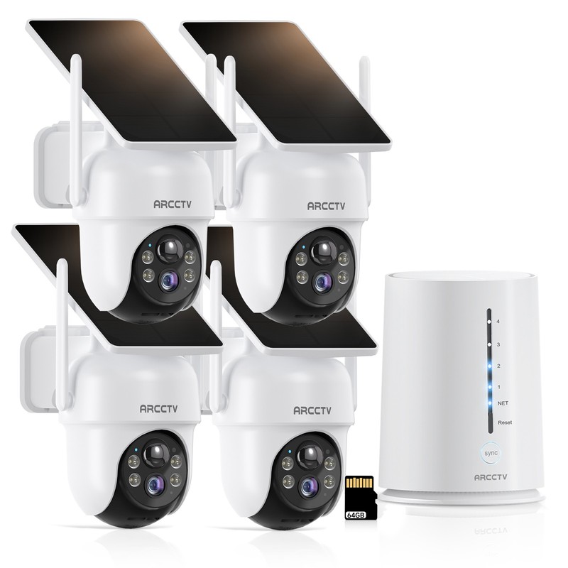 ARCCTV Solar Security Cameras Outdoor Wireless 2/3/4 Cam-Kits Color Night Vision