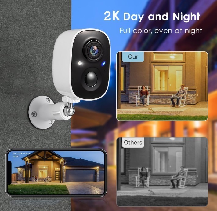 GMK Security Cameras WI-FI Outdoor 4 Pack, 2K, Battery Powered Cameras, w/audio gallery