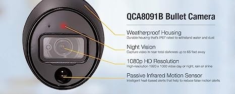 Q-See 1080p Analog HD Passive Infrared Bullet Camera QCA8091B - Black gallery