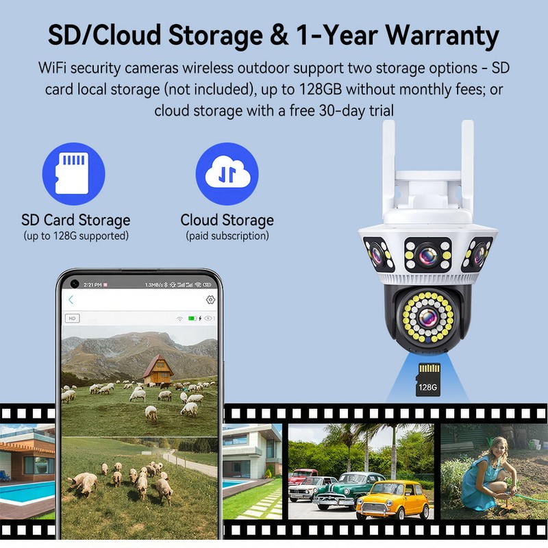 6MP Security Camera Wireless Outdoor Surveillance Camera 5X Zoom PTZ CCTV Camera gallery