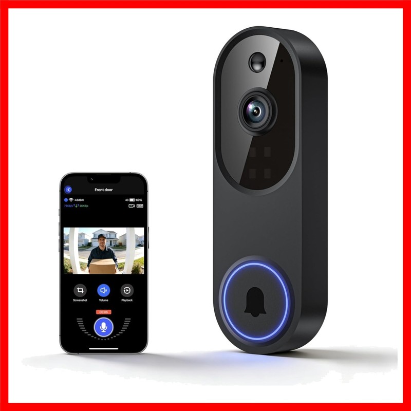 Compact Wireless Video Doorbell – 1080P FHD, AI Detection & Smartphone Alerts