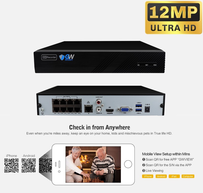 16 Channel NVR 8 4K PoE IP Color Night Vision Microphone Security Camera System gallery