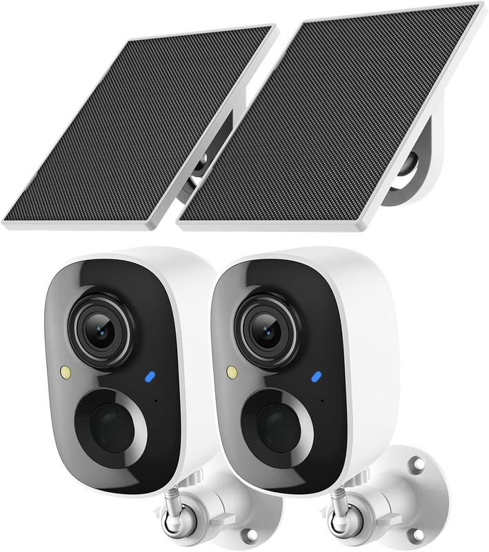2K Security Camera Wireless Outdoor,Solar Powered Wifi Cameras for Home Security