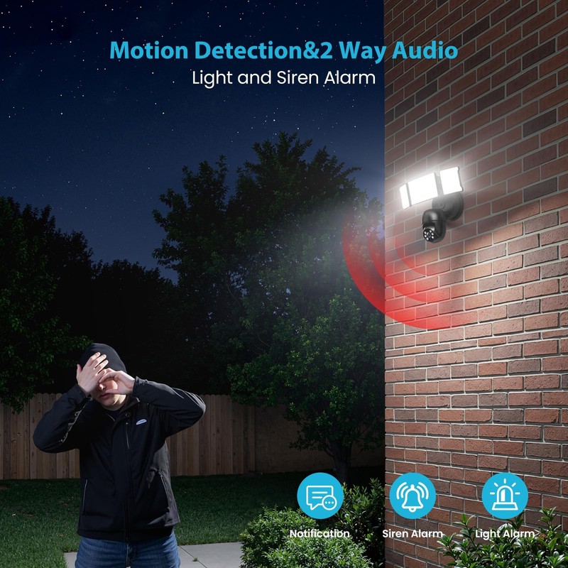 Floodlight Camera Outdoor，5500LM Motion Sensor Light with Camera，2K HD Home S... gallery
