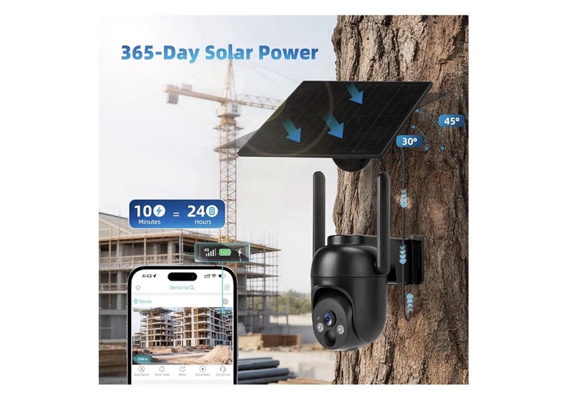 2-Pack 4G LTE Wireless Solar Powered PTZ Dome Outdoor Cameras, Black gallery