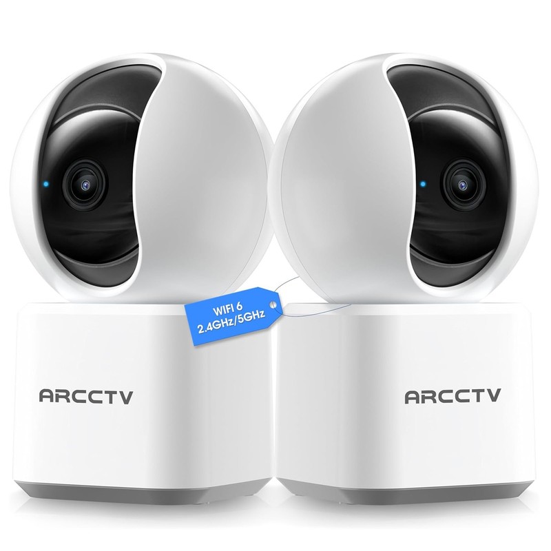 2PC Security Camera System Baby Pet Monitor Smart WiFi Night Vision Wired Cam 2K