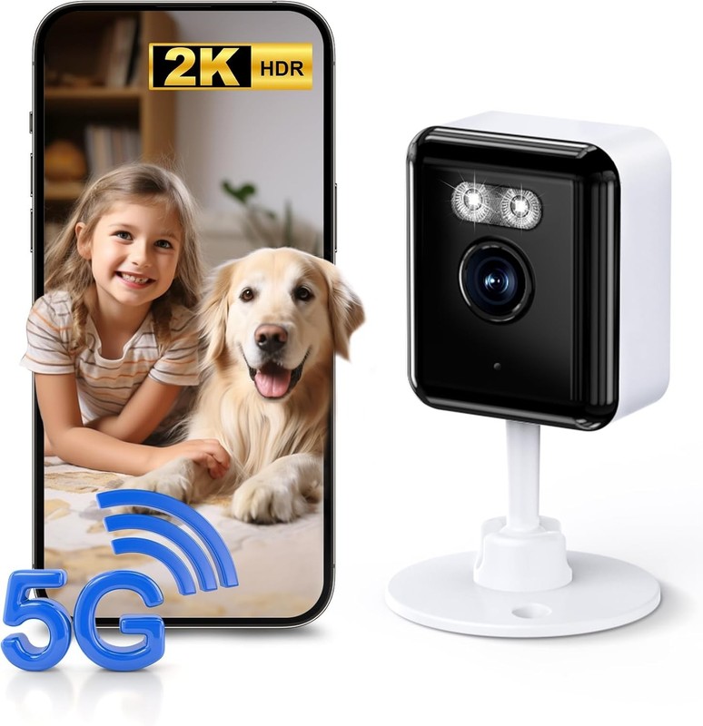 Dual Band 2K Indoor Camera: Smart Home Security with Night Vision & AI Features