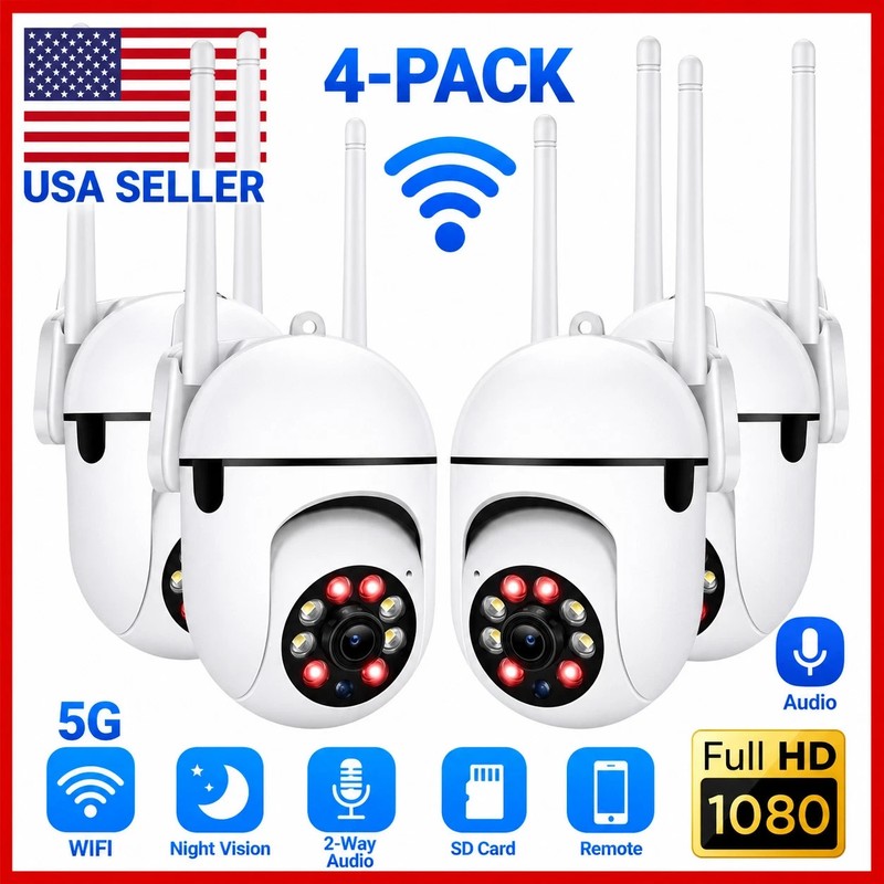 4-Pack Wireless 5G WiFi Security Camera System Smart Outdoor Night Vision 1080P