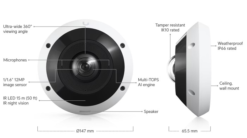 Ubiquiti UniFi G6 Pro 360 White (UVC-G6-Pro-360-W) gallery