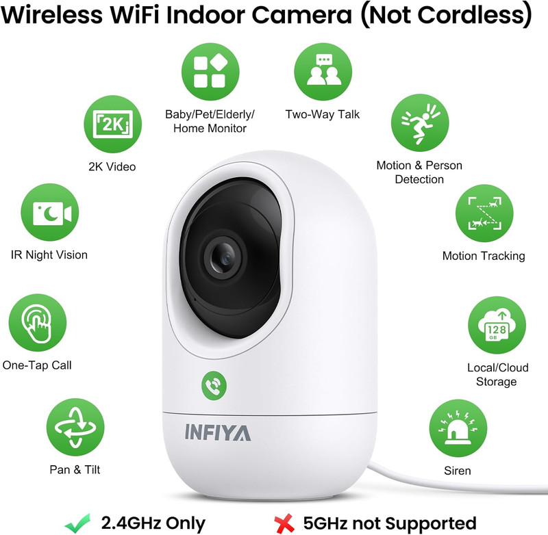 2K Security Camera Indoor-360 Cameras for Home Security and One-Tap Call, Elderl gallery