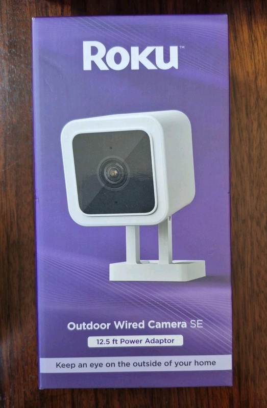 Roku Outdoor Wired Camera SE w/ 12.5FT Power Adapter - Security Camera CW2005