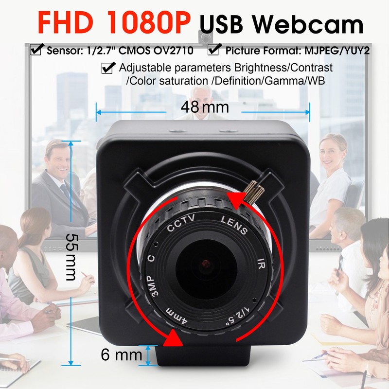 ELP 1920x1080 Webcamera CMOS OV7725 USB Camera with 4mm Manual Focus Lens Case gallery