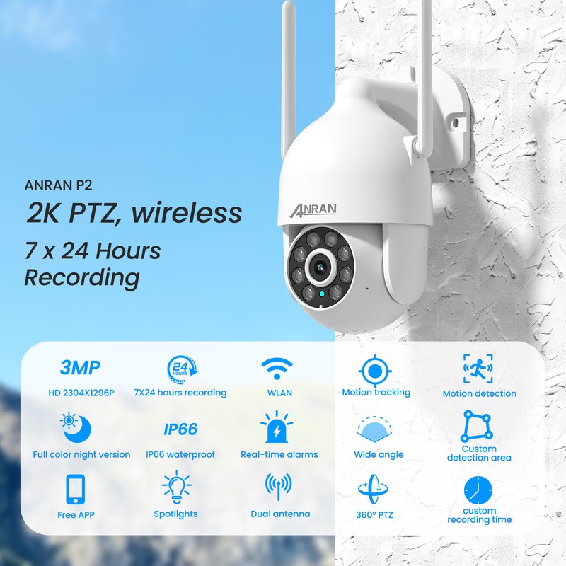ANRAN Outdoor Wireless WIFI Home Security Camera System 2Way Audio Talk CCTV 3MP gallery
