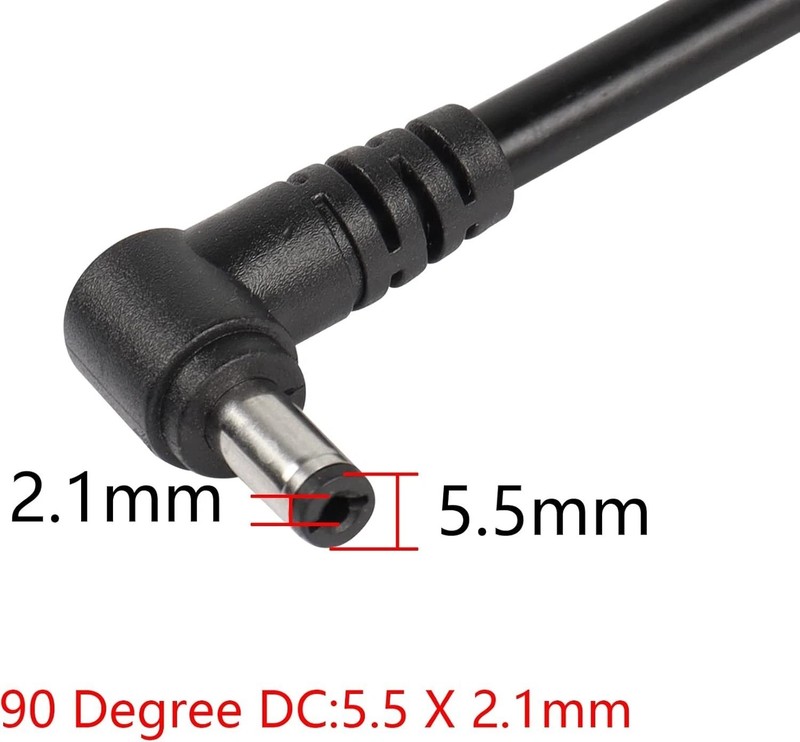 2 Pack DC5521 Power Pigtails Cable 12V 90 Degree DC 5.5mm x 2.1mm Male Plug gallery