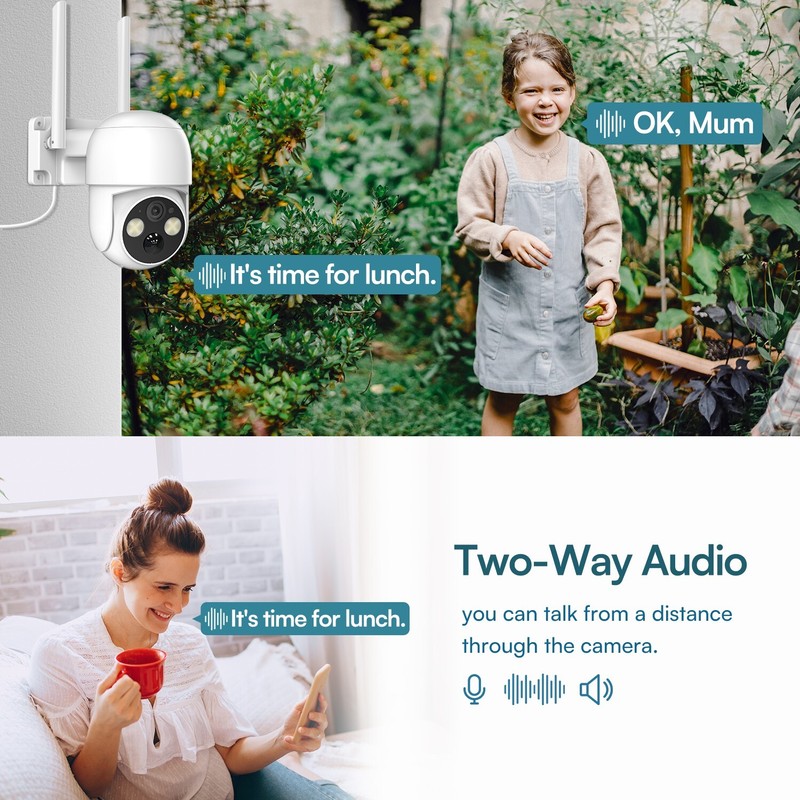 WOOLINK 2PCS 4MP Solar Security Camera Wireless Outdoor 2.5K Solar Power Camera gallery