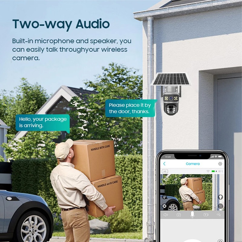 Wireless Solar Battery Security Camera Powered Wifi Outdoor Home System Rotating gallery