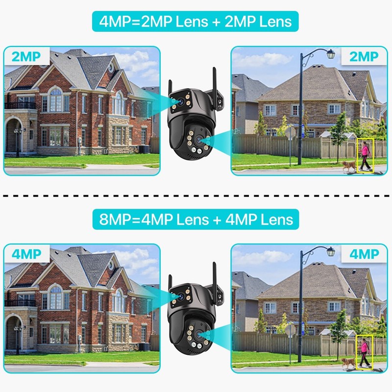 4K 8MP Wifi PTZ Outdoor Camera Dual Lens AI Tracking CCTV Audio iCSee gallery