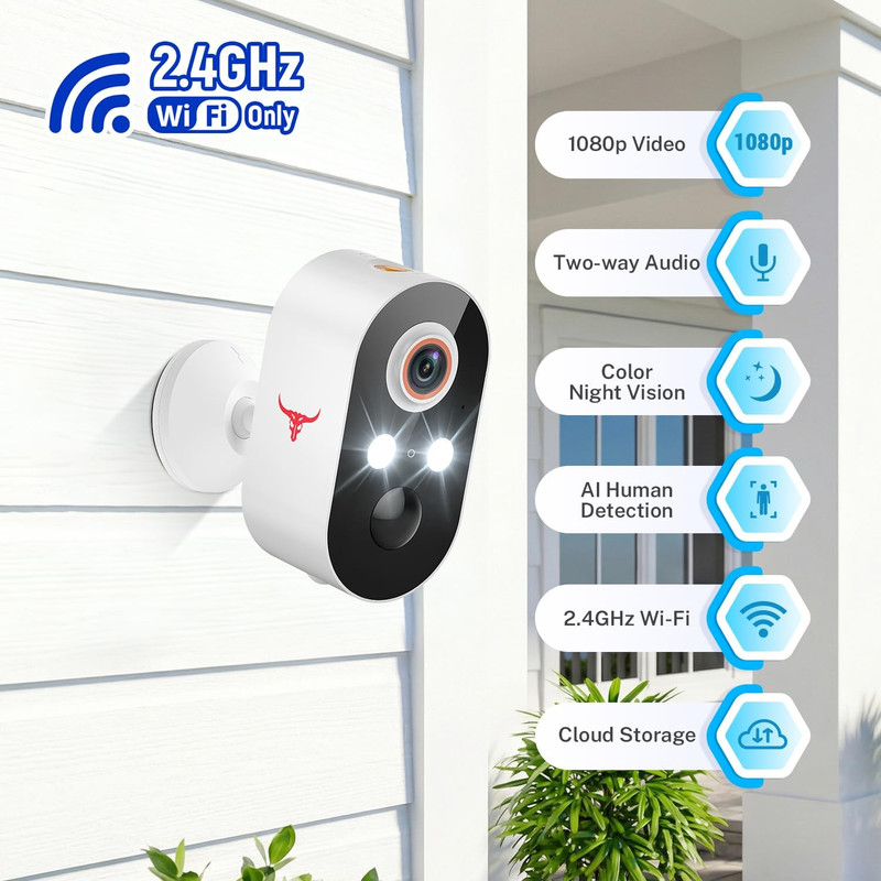 1080P Wireless Security Camera Outdoor, Battery Powered, AI Human Detection, Col gallery