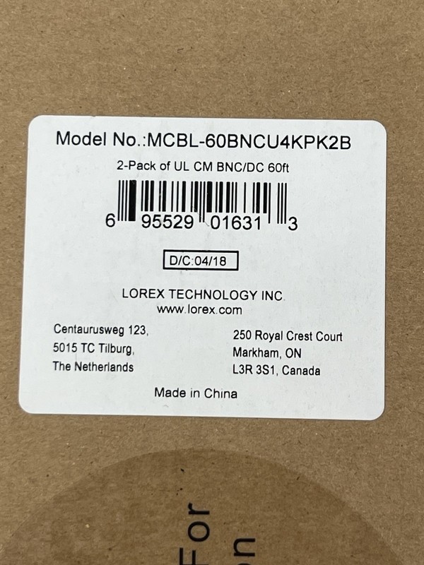 Lot of 4 - Lorex MCBL-60BNCU4KPK2B System Cables 4K Security Camera * New gallery