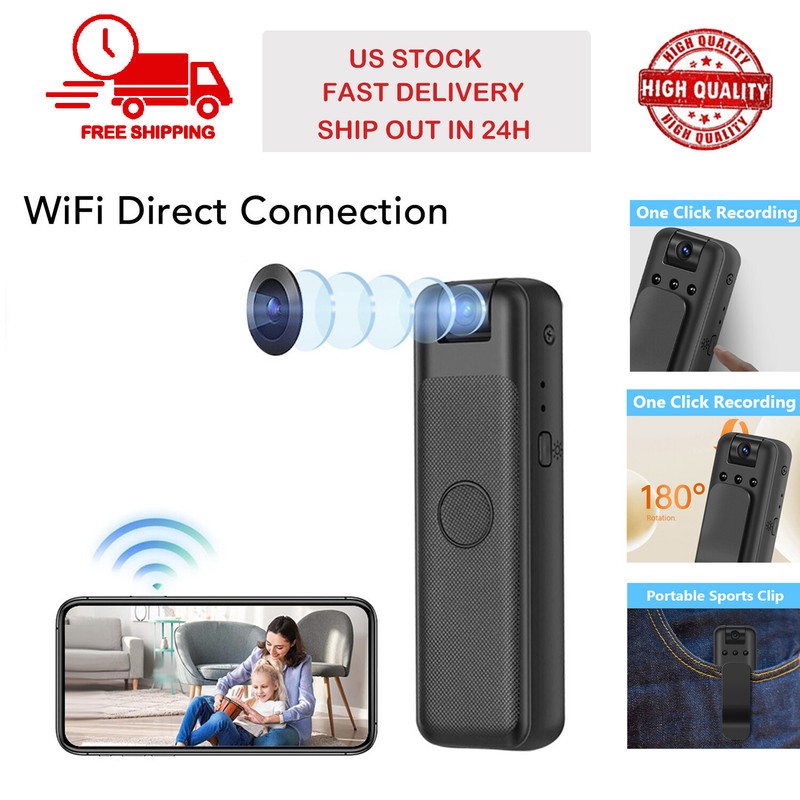Mini Body Camera 1080P Clip Audio Video Recorde 180° Rotatable Infrared Night gallery