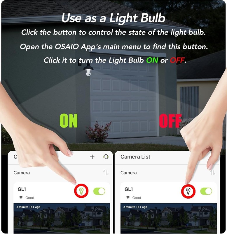 Outdoor 2K HD Security Camera Light Bulb, 2-Way Audio, Alexa/Google, Free SD ... gallery