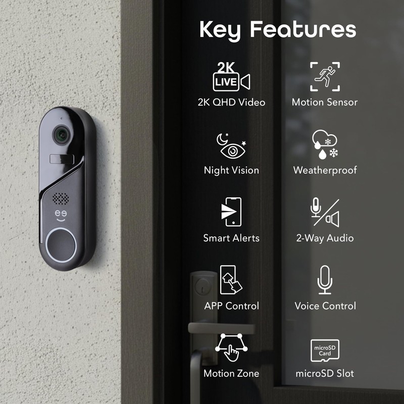 Halo 3MP Smart Video Doorbell Camera – Battery Powered or Hardwired Surveilla... gallery