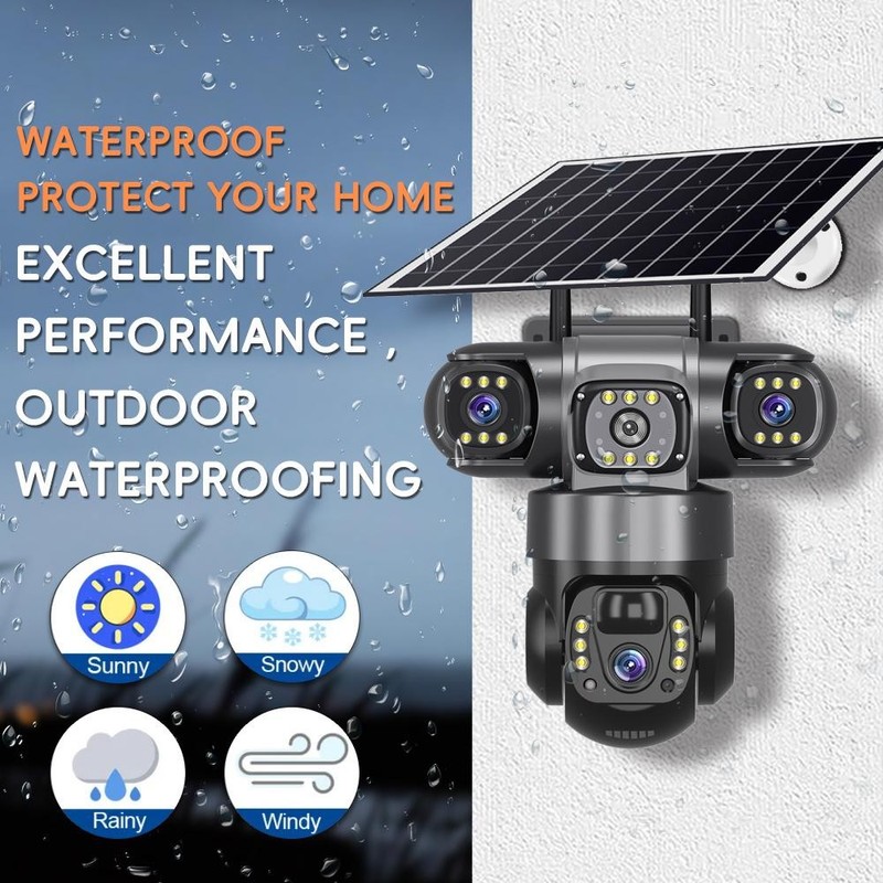 4G Solar Camera 3 Lens 3 Screens Night Vision Intercom Mobile Tracking IP Camera gallery