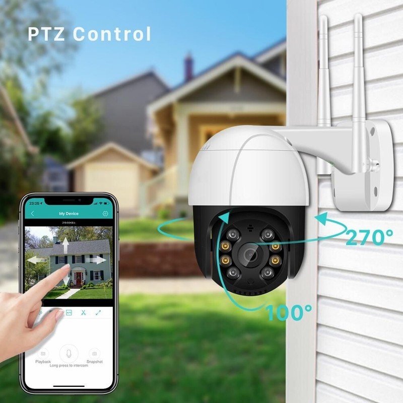 Ptz Wifi Ip Camera Outdoor 4x Digital Zoom Wireless Home Security Cctv Smart Cam