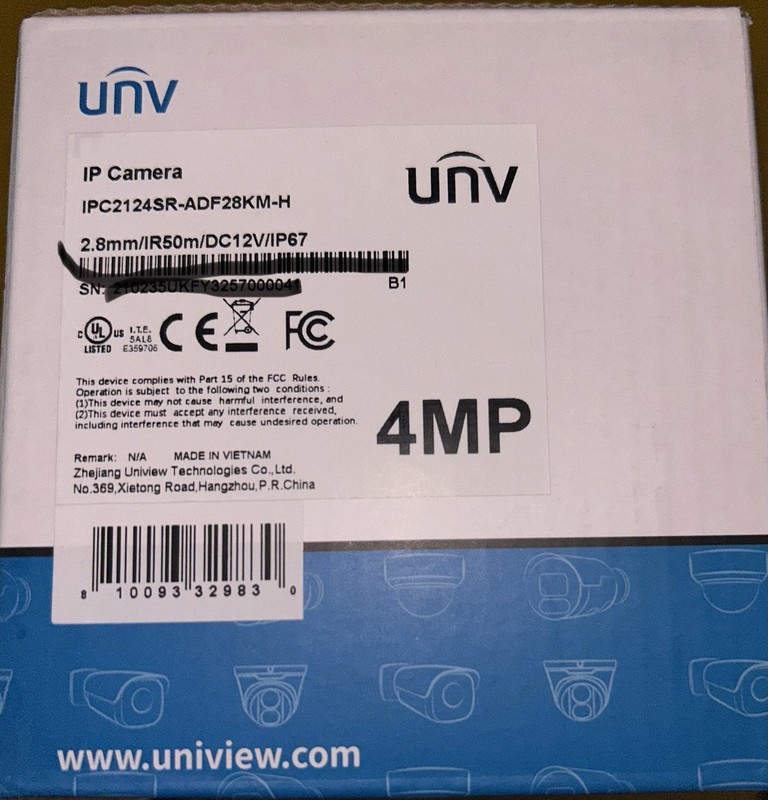 Uniview IPC2124SR-ADF28KM-H 4MP IP Bullet, 2.8mm Fixed Camera 50 M IR gallery