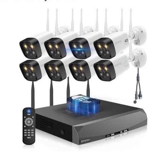 OHWOAI Wireless Camera System With Screen (10CH with 8 5MP Cameras 3tb
