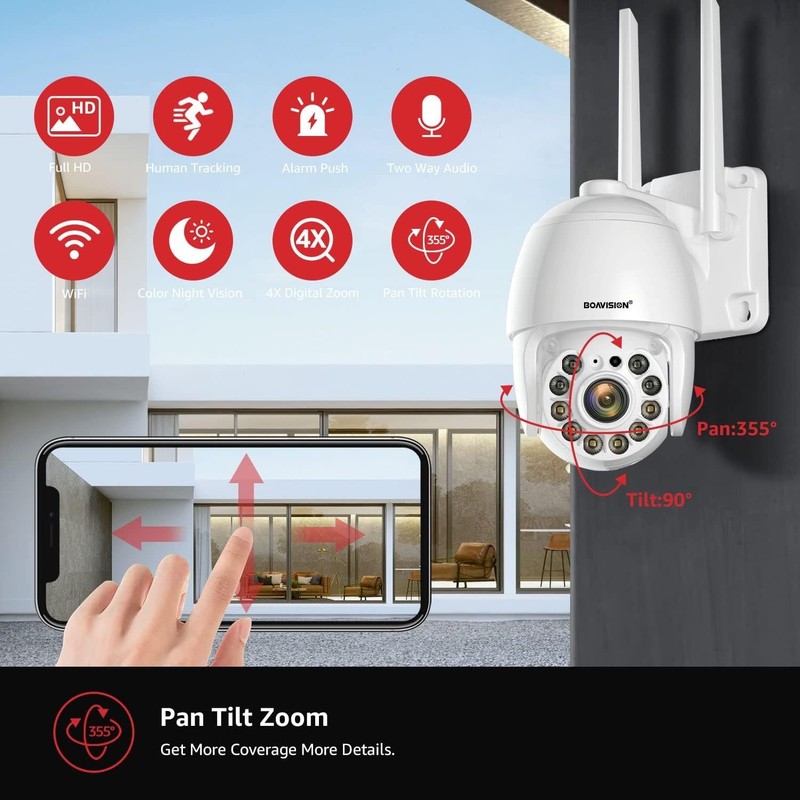 2K Wireless Security Camera with 360° View & Night Vision - Outdoor Protection gallery