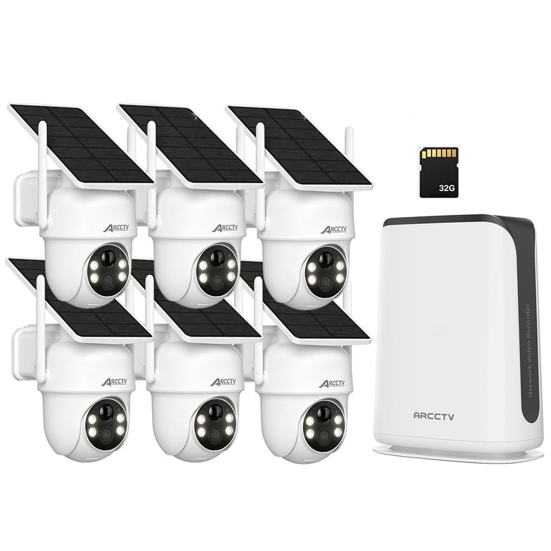 ARCCTV 5MP Wireless Solar Powered Security Camera System 10CH NVR 2-Way Audio IR