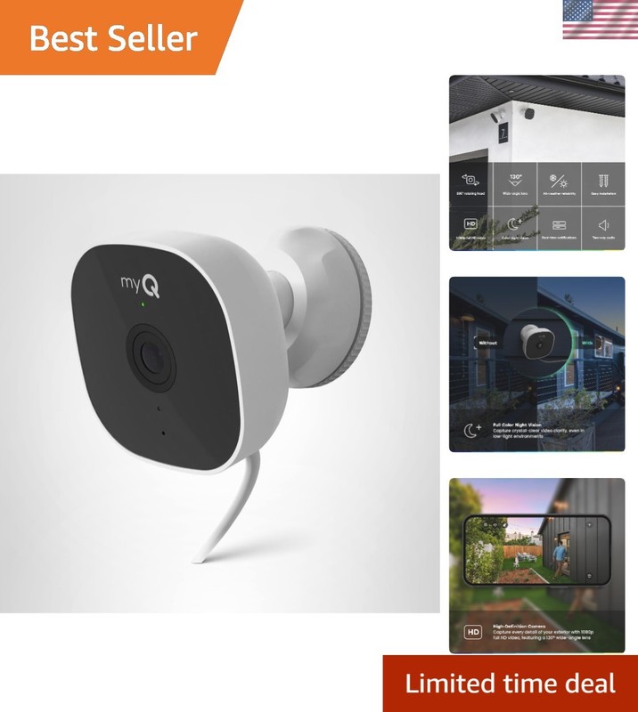 Comprehensive myQ Wired Outdoor Camera: 1080p, Color Night Vision, Motion Alerts