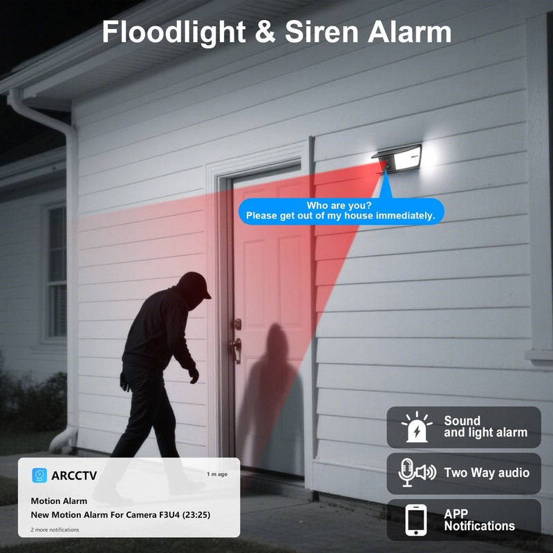 Outdoor Wall Lamp Camera 4MP HD WiFi Security Camera 2 Way Audio IP65 Waterproof gallery