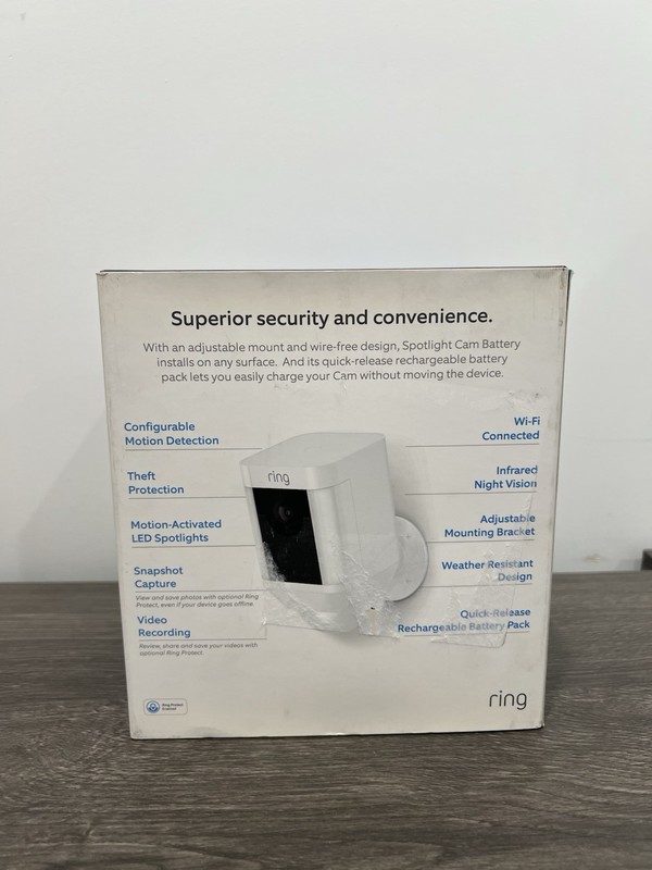 Ring Spotlight Cam Outdoor Battery Powered Security Cameras White BRAND NEW gallery