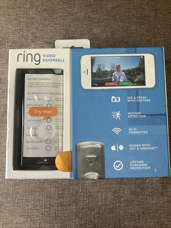 RING VIDEO DOORBELL SMART DOORBELL | 8VRASZ-SEN0 | BLACK | NEW OPEN BOX gallery
