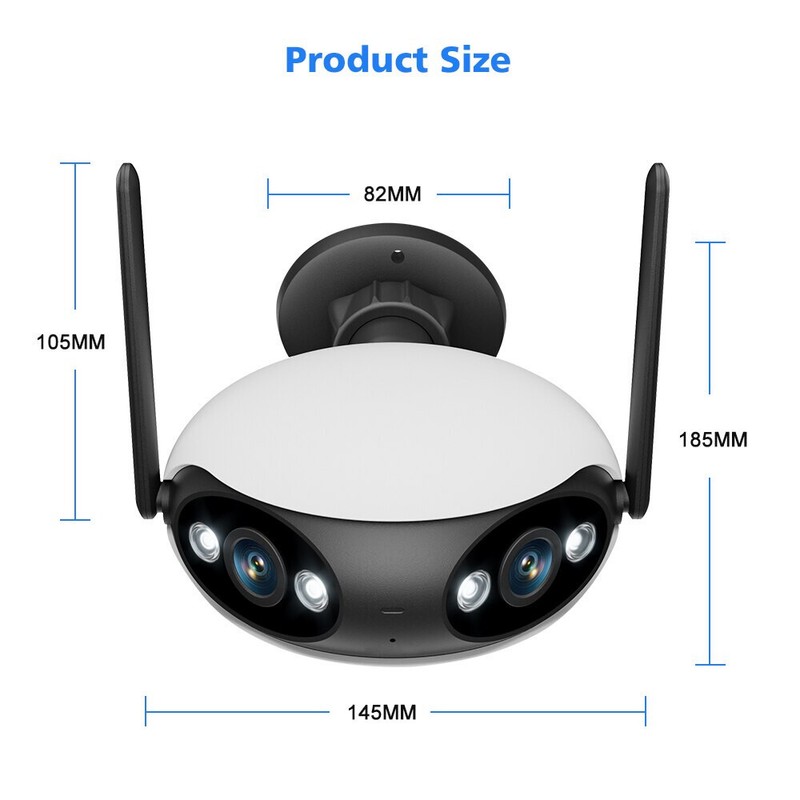 4MP PoE IP Security Camera Two-Way Audio Dual Lens 180° View Color Night CCTV gallery