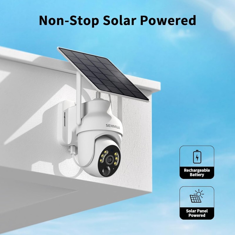 SEHMUA 2K Solar Security Cameras Wireless Outdoor, 2 Pack 360° View gallery