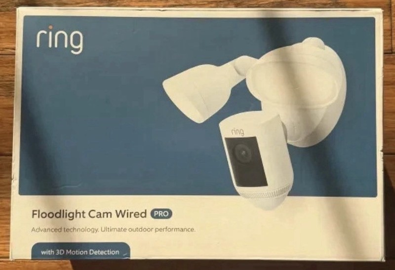Ring Floodlight Cam Wired Plus Motion-Activated Camera 1080p White Brand New