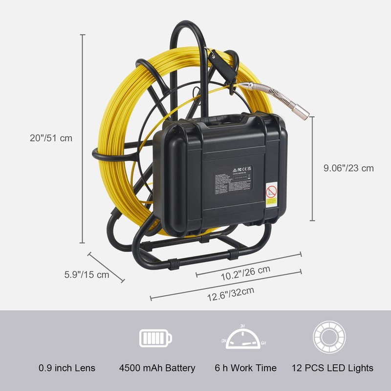 Sewer Inspection Camera 230ft 9 Screen DVR IP68 Adjustable gallery