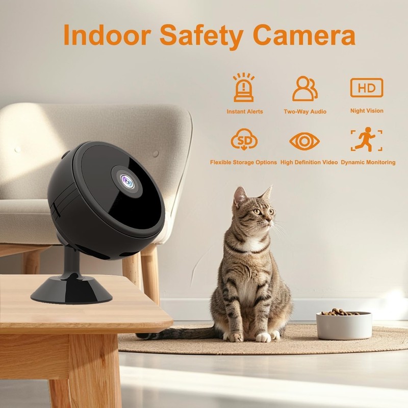 Mini Wireless Security Cam w/Night Vision & Motion Detection, Phone App Control gallery