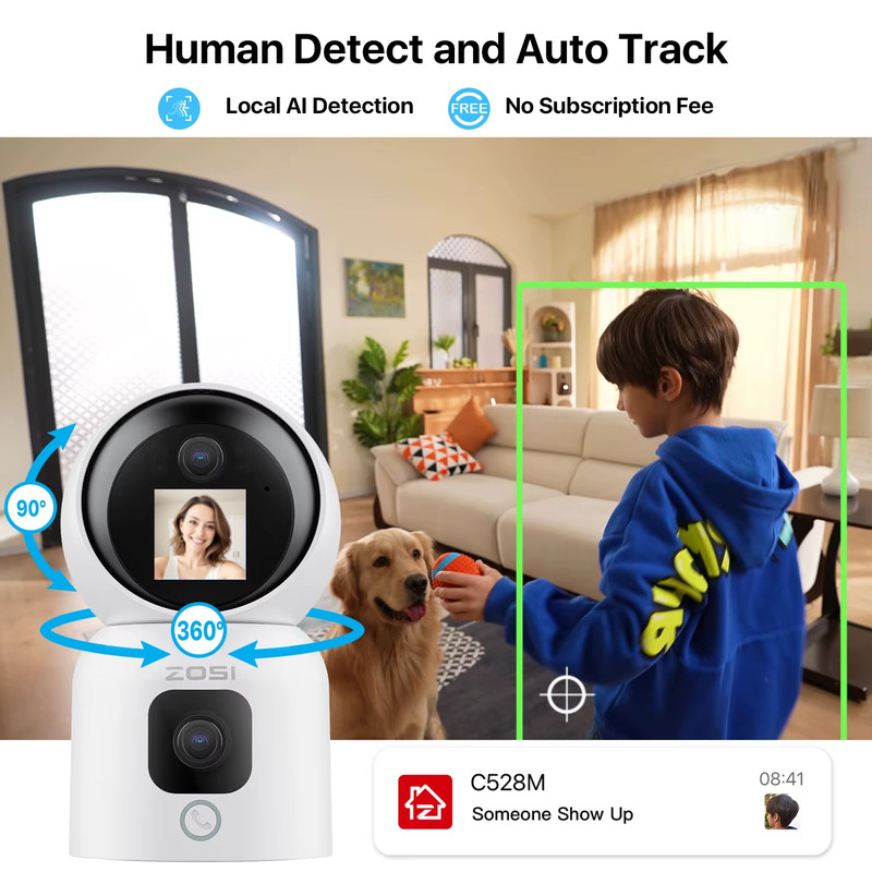 360° Smart Home Security Camera PTZ Auto Tracking Baby Monitor AI Panoramic HD N gallery