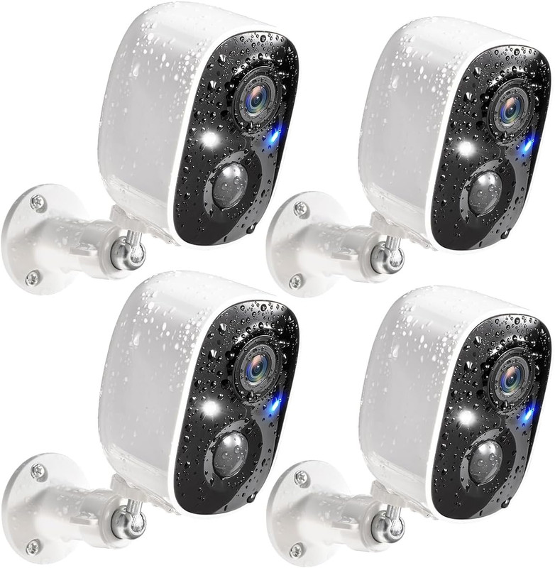 Security Cameras Wireless Outdoor 4 Pack, 2K Battery Powered Cameras for Home Se