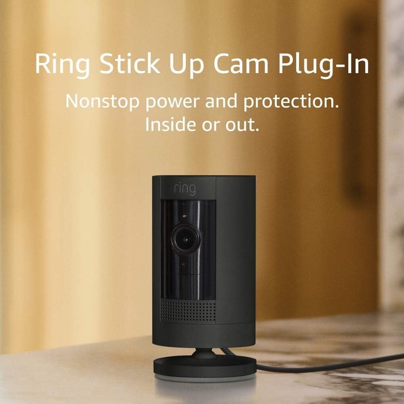 RING New : STICK UP CAM Plug-In, Nonstop Indoor/Outdoor Camera 1080p HD - BLACK